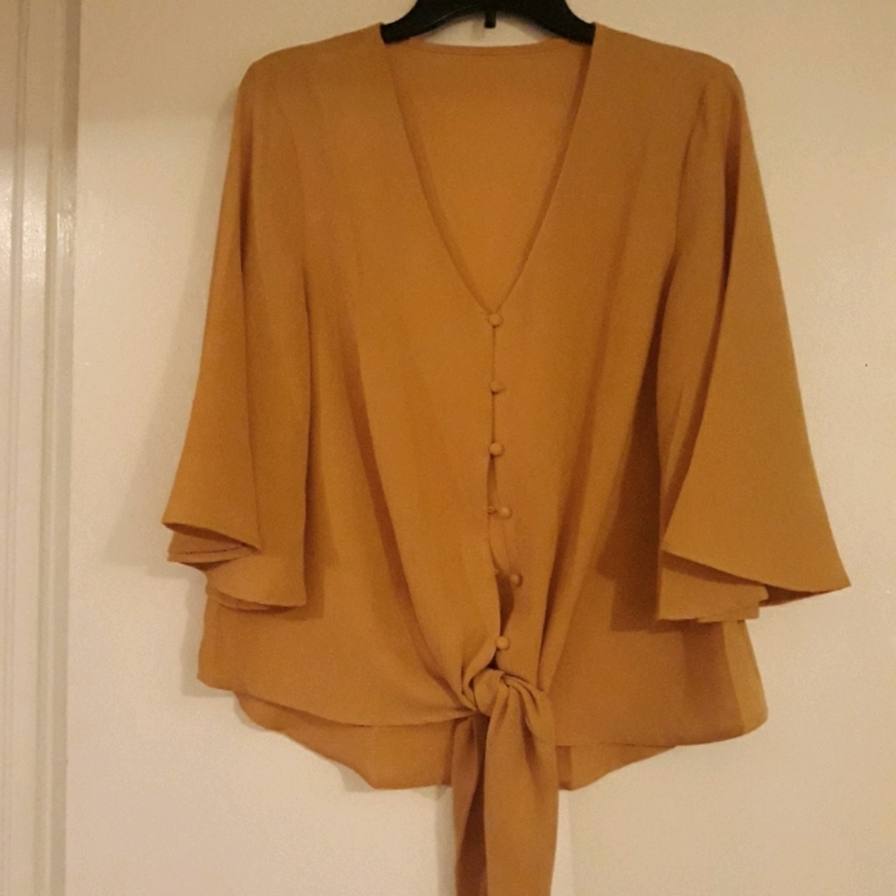Gold button up blouse